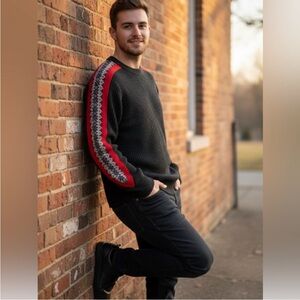 Vintage Botany Men Sweater Size MEDIUM  Made In USA Grandpa Style Wool Gray